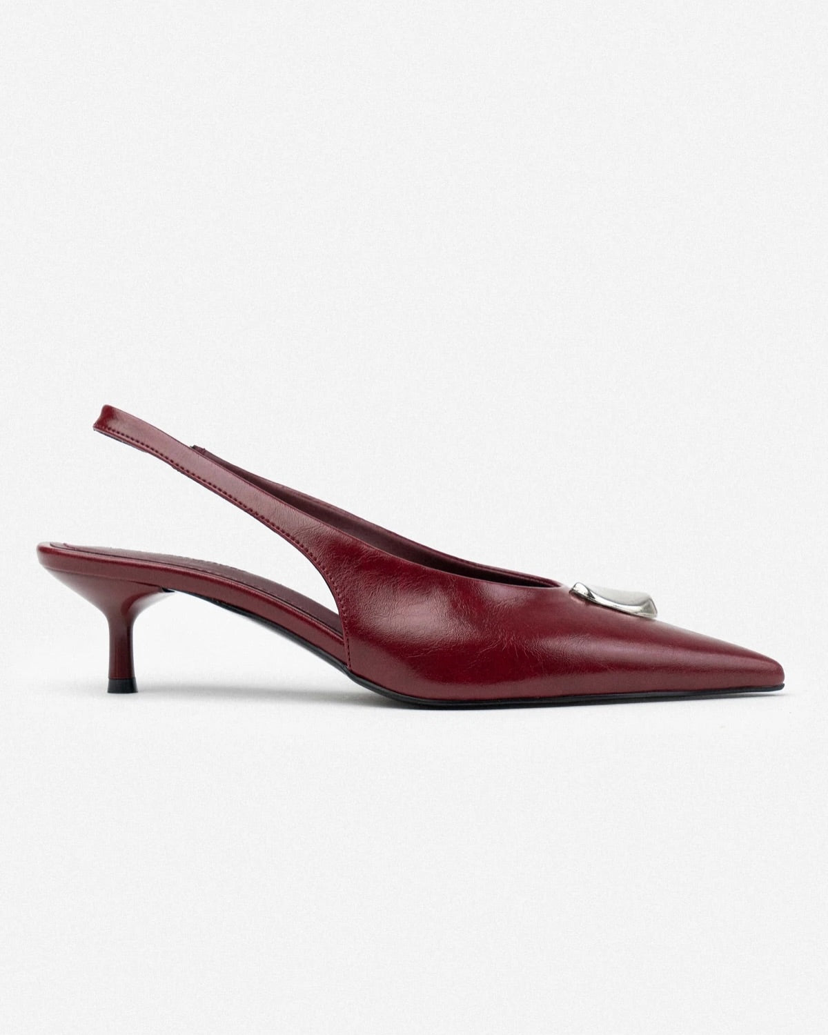 Këpucë Slingback me Takë – Burgundy Red