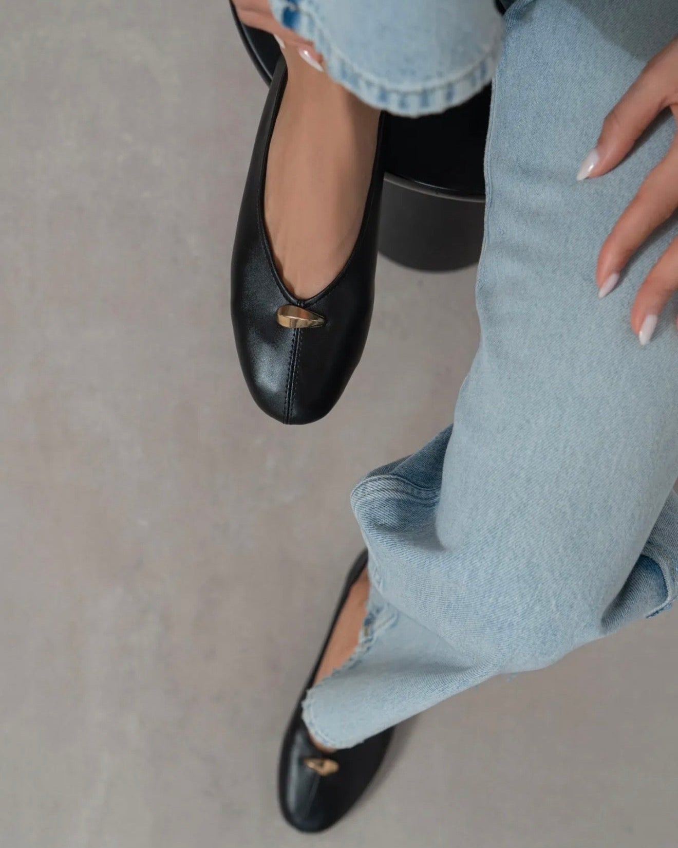 Balerina Minimaliste me Detaj Metalik – Classic Black