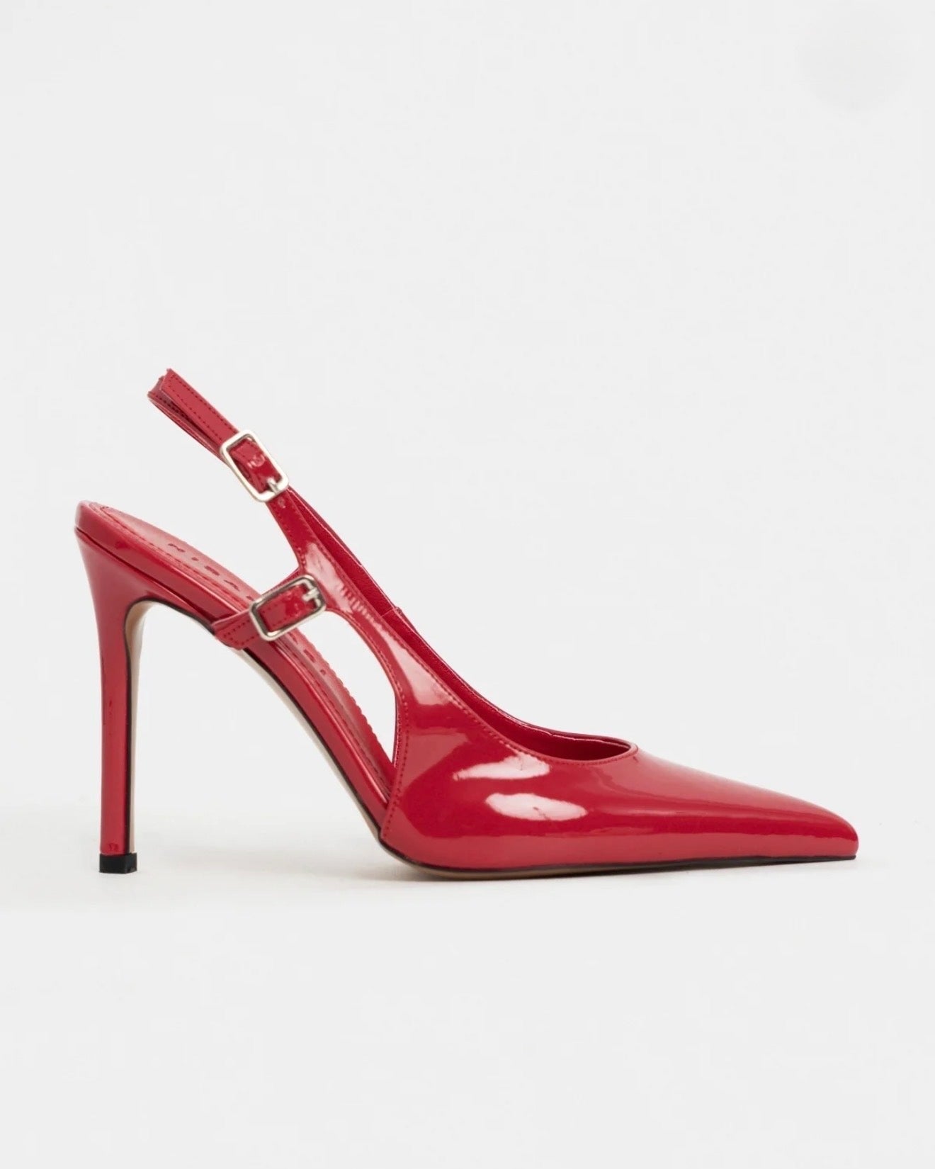 Këpucë Elegante Slingback me Takë të Lartë në Ngjyrë të Kuqe