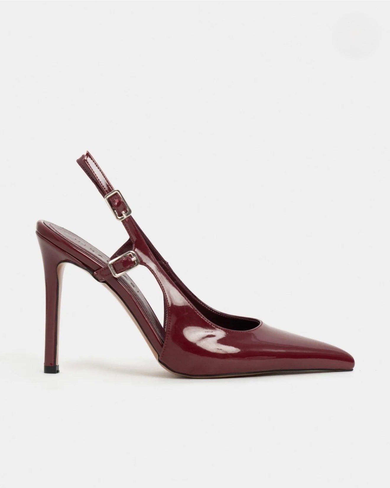 Këpucë Slingback me Takë të Lartë në Ngjyrë Bordo