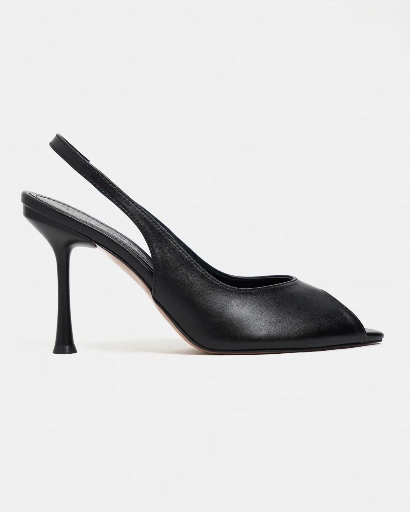 Sandale Slingback të Zeza me Takë Elegante